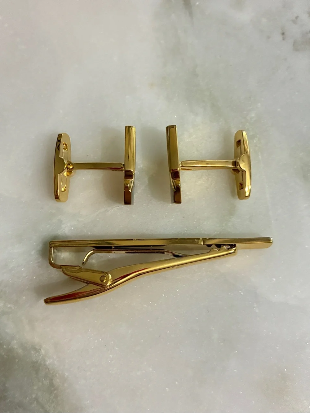 YSL Vintage Cuff Links & Tie Clip Set